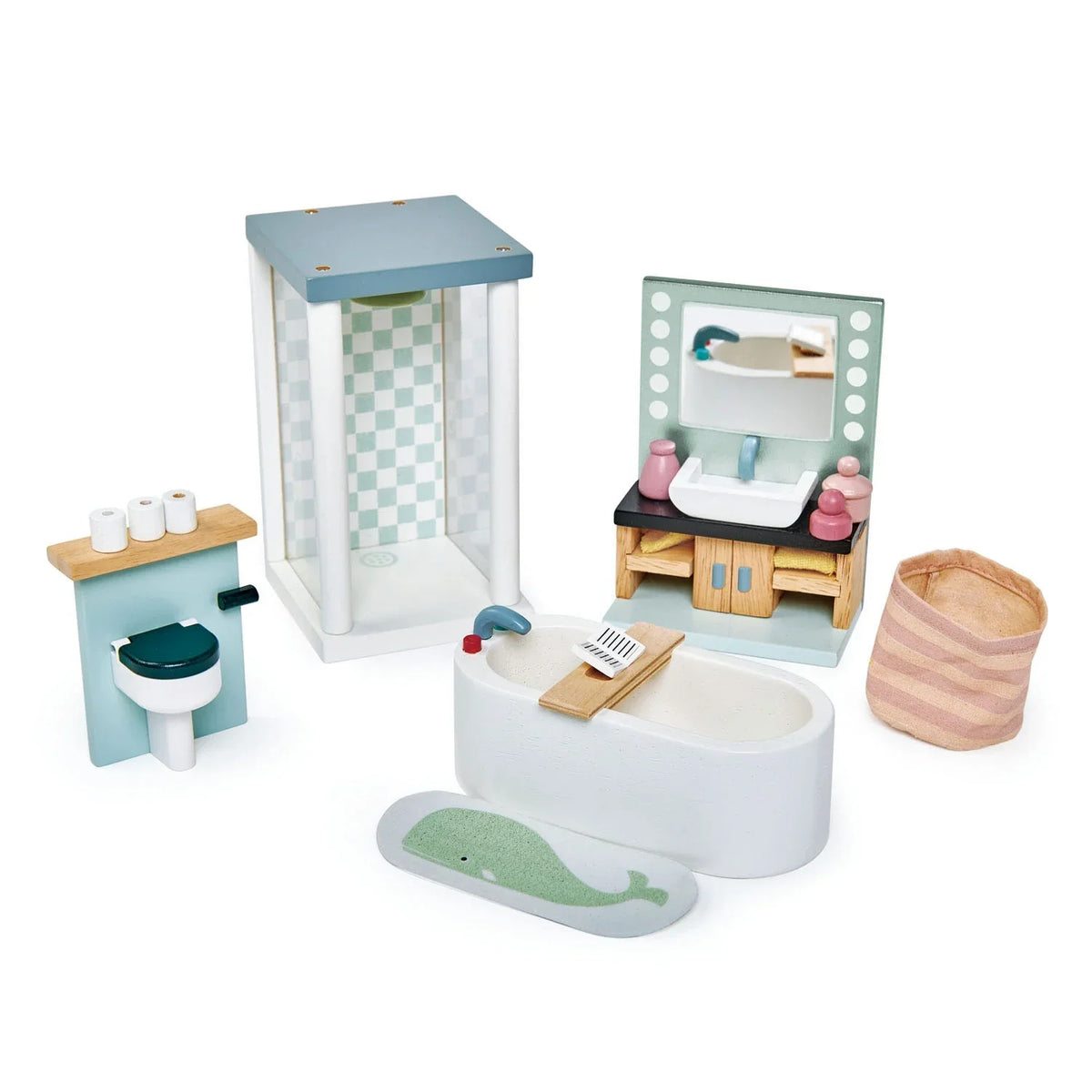 Dovetail Wooden Dollhouse Bathroom Set