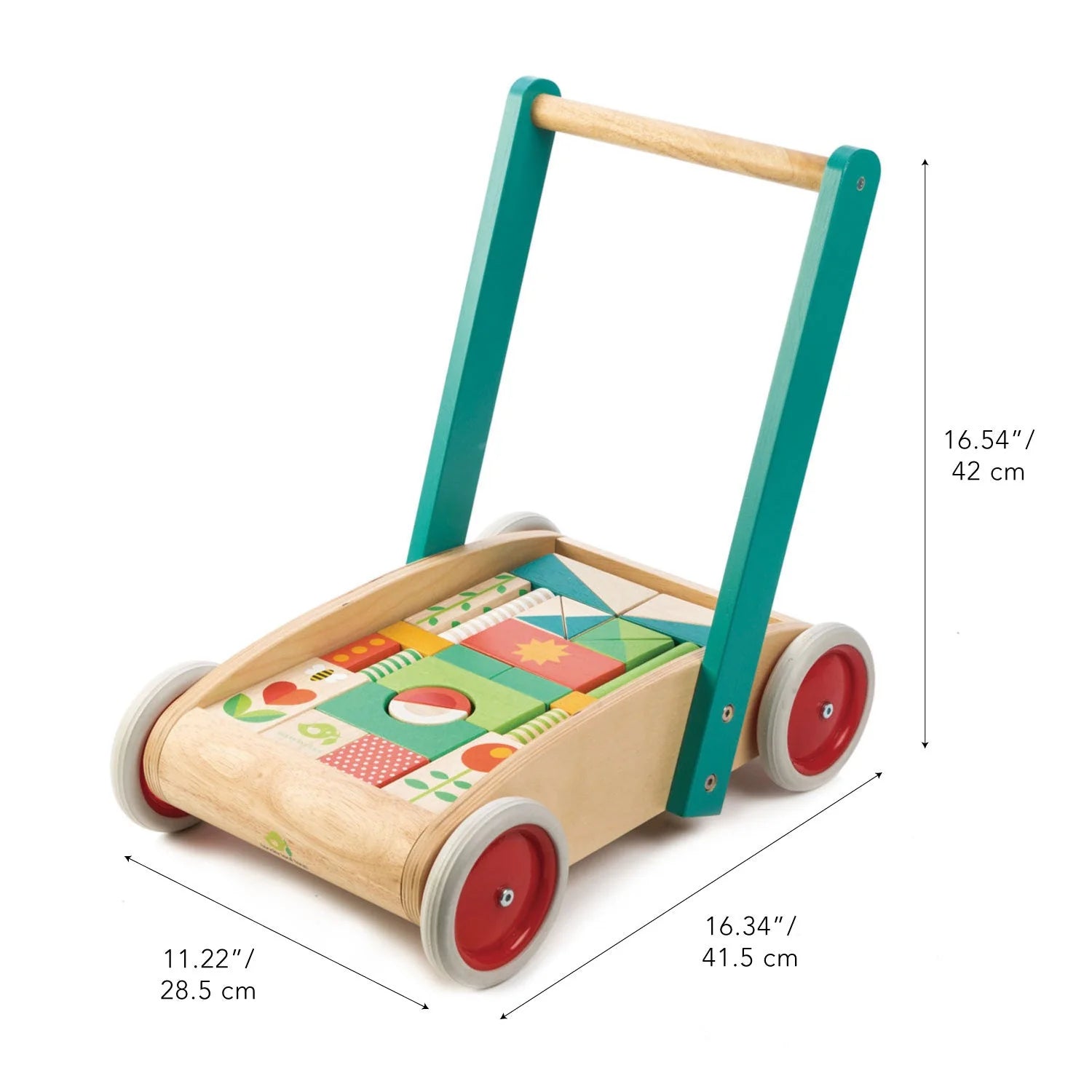 Wooden Baby Walker and Garden Blocks Set