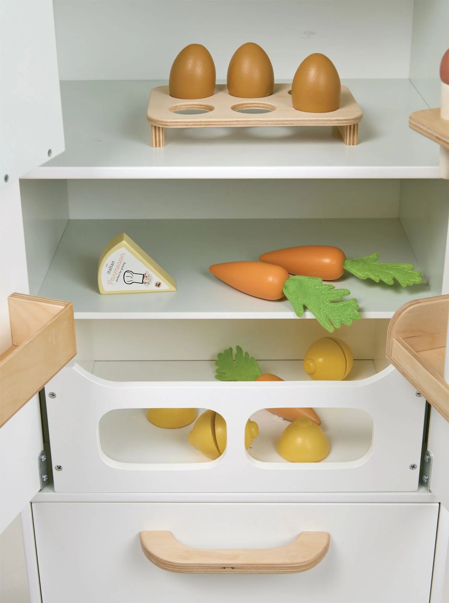 Wooden Refrigerator and Food Set