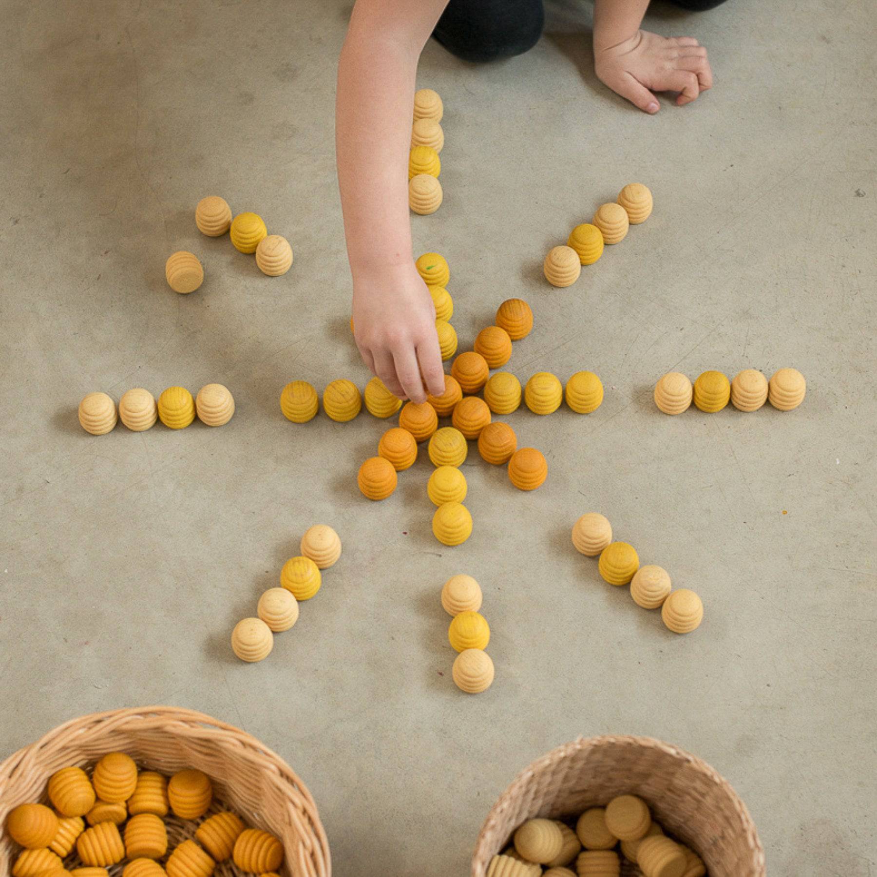 Wooden Mandala Set, Yellow Beehives