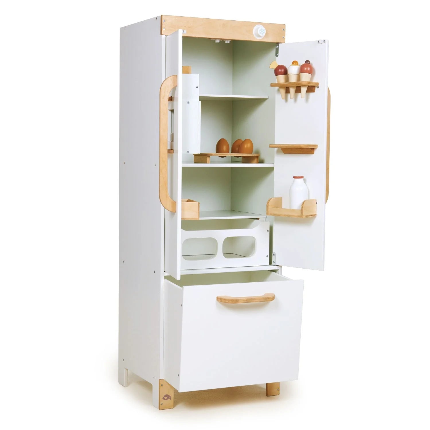 Wooden Refrigerator and Food Set