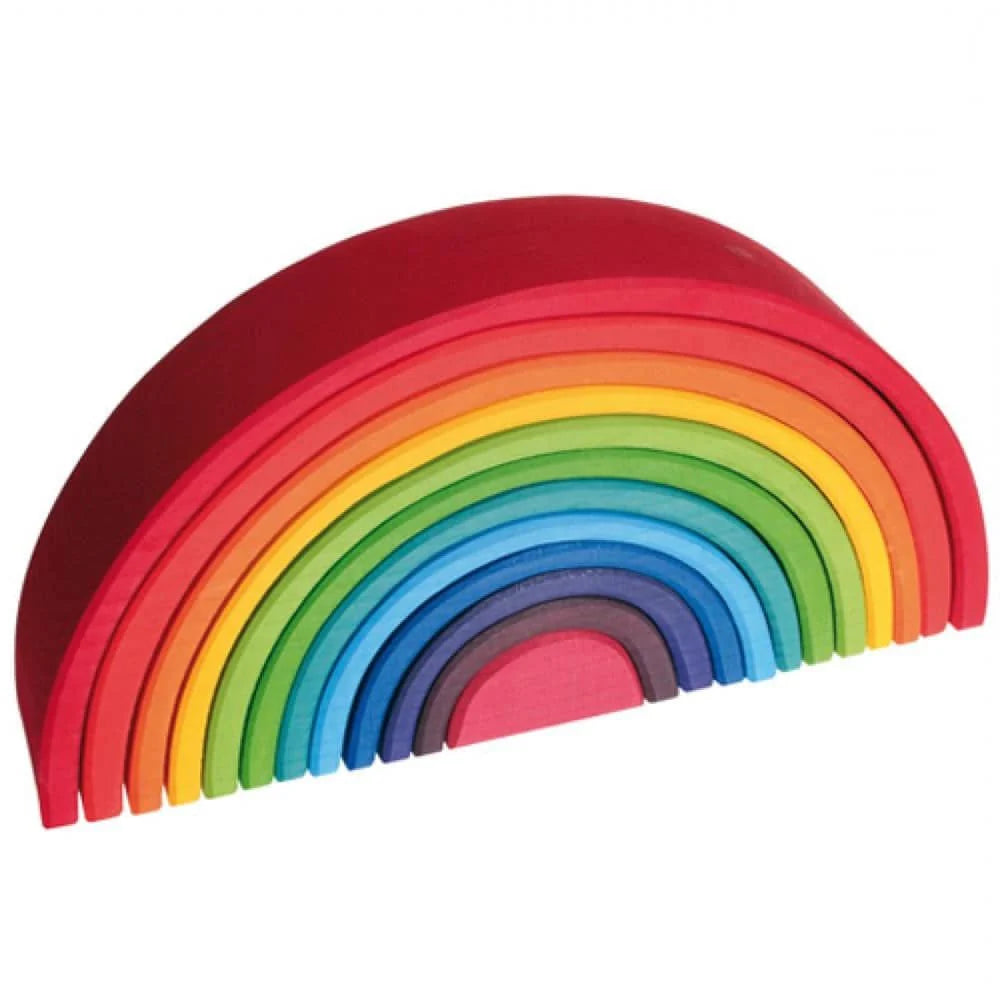 12-Piece Wooden Rainbow Stacking Tunnel