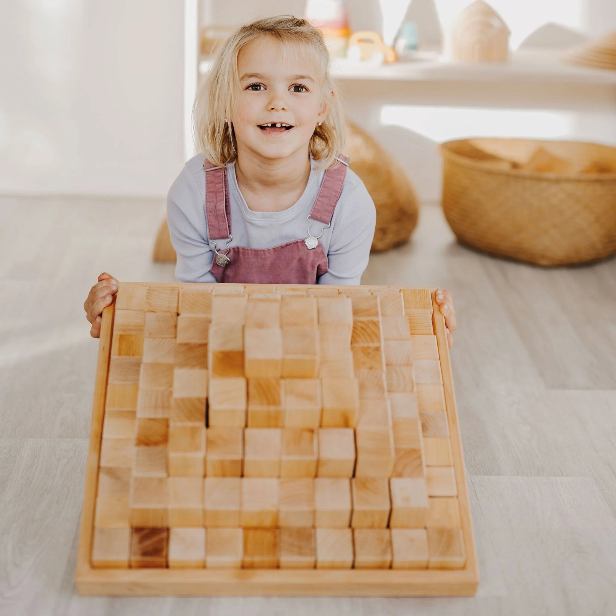 Large Natural Wooden Stepped Pyramid