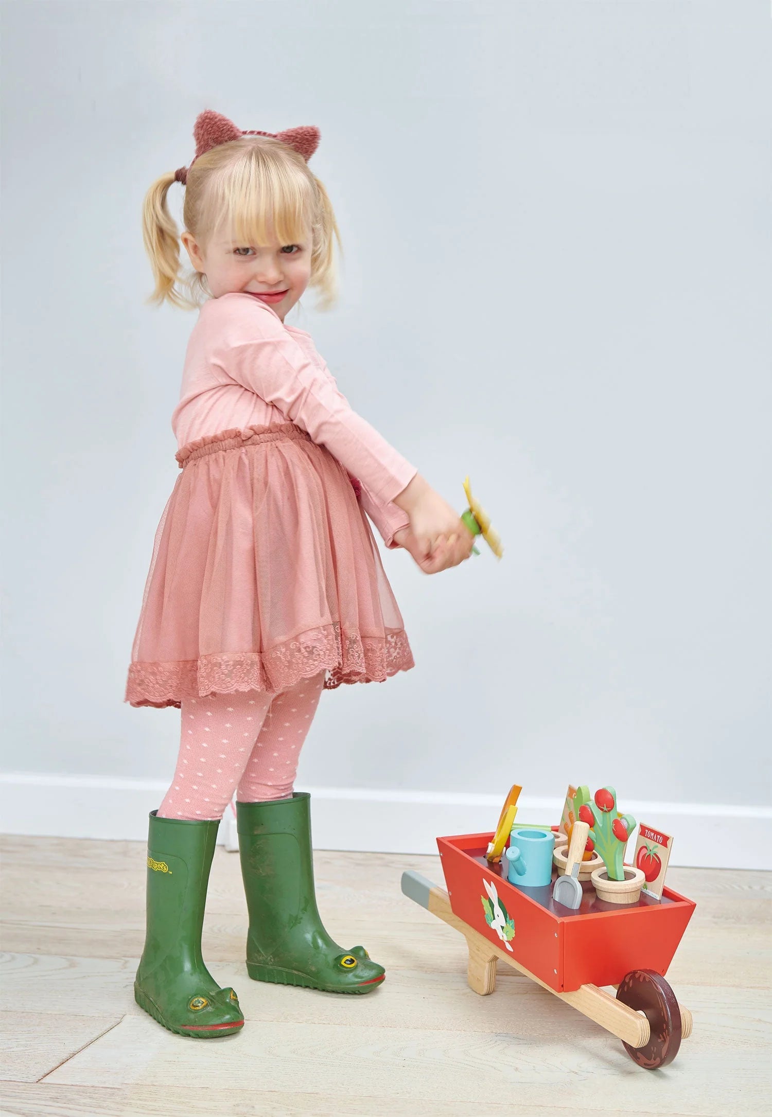 Wooden Garden Wheelbarrow Set