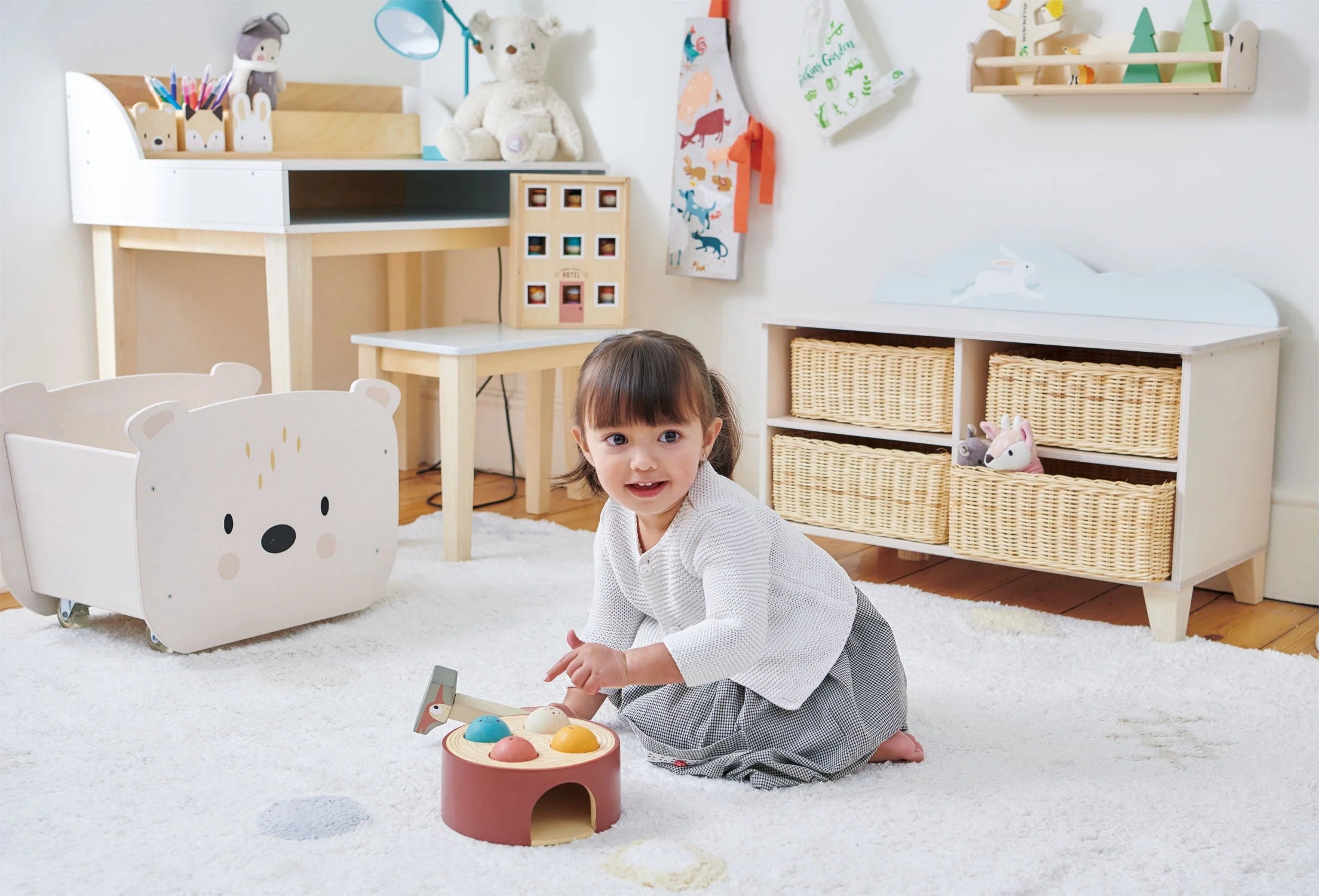 Bunny Storage Unit with Wicker Baskets