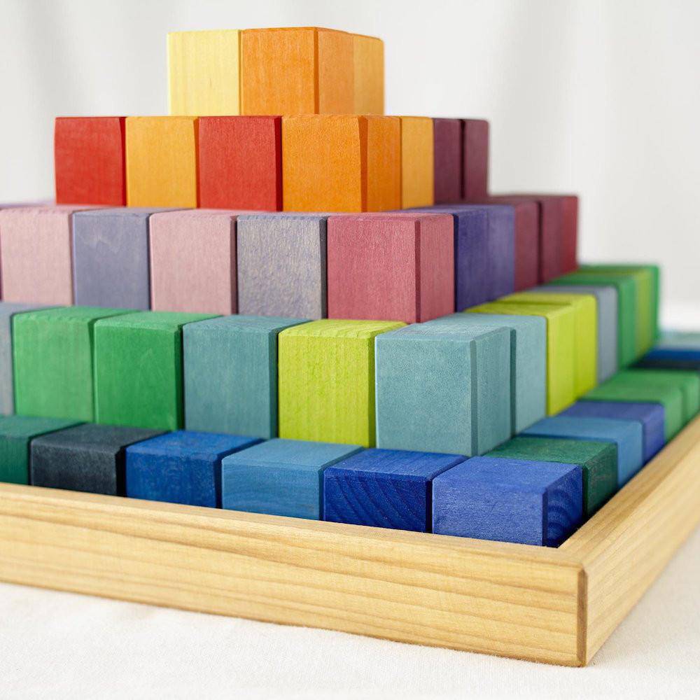 Large Stepped Pyramid Wooden Math Blocks