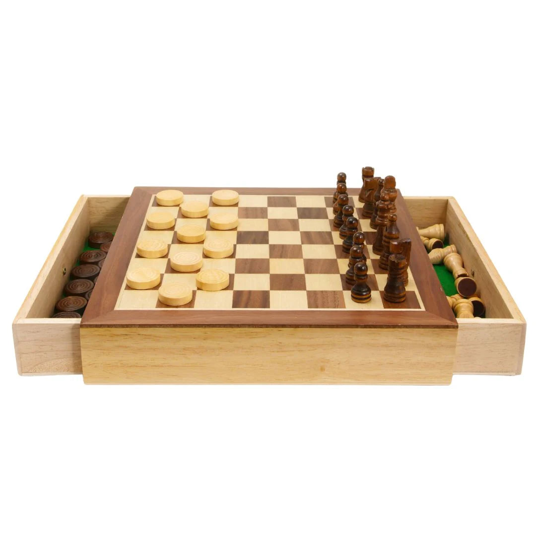 Wooden Chess and Checkers Set