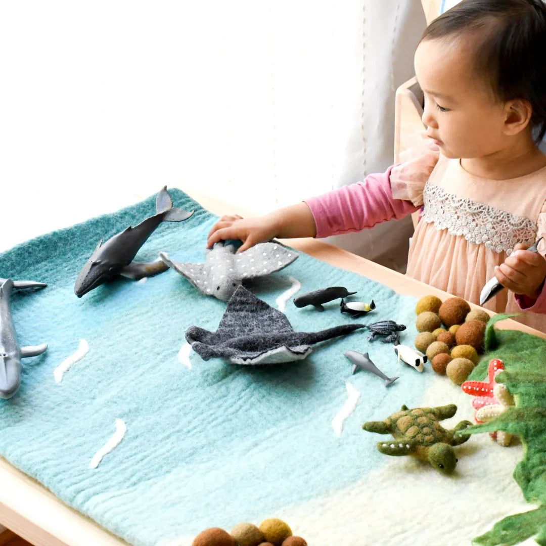 Large Felted Ocean and Shoreline Play Mat