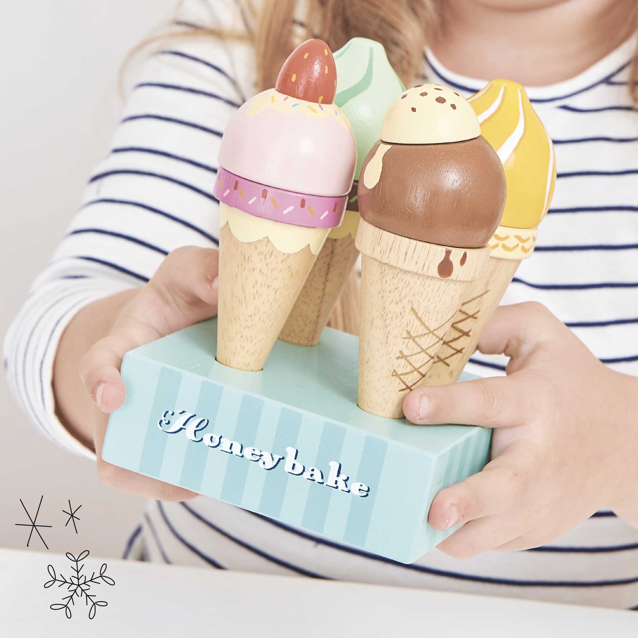 Wooden Ice Cream Cones Set