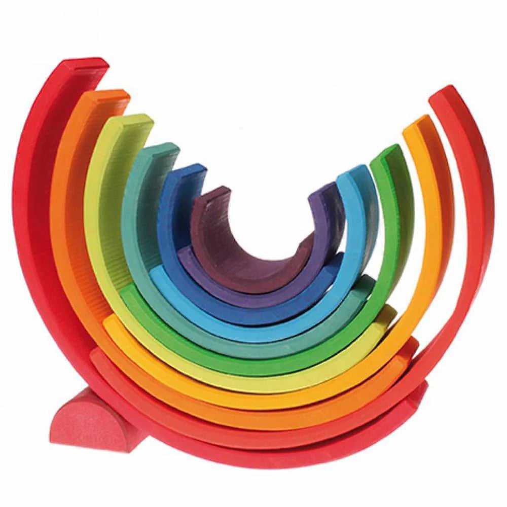 12-Piece Wooden Rainbow Stacking Tunnel