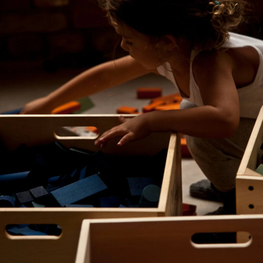 Wooden Rainbow Blocks with Storage Tray - 54 Pieces