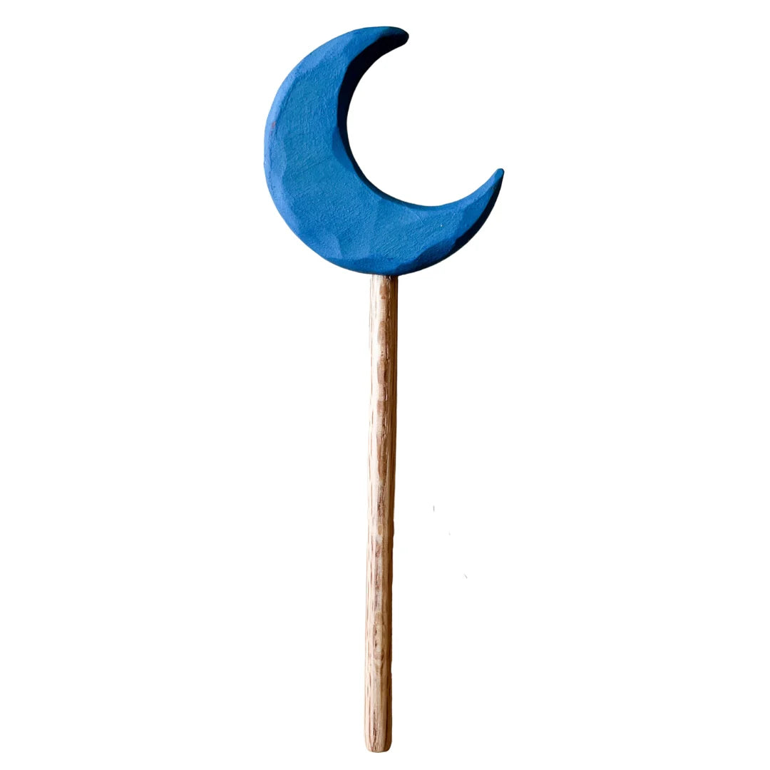 Light Blue Wooden Moon Wand