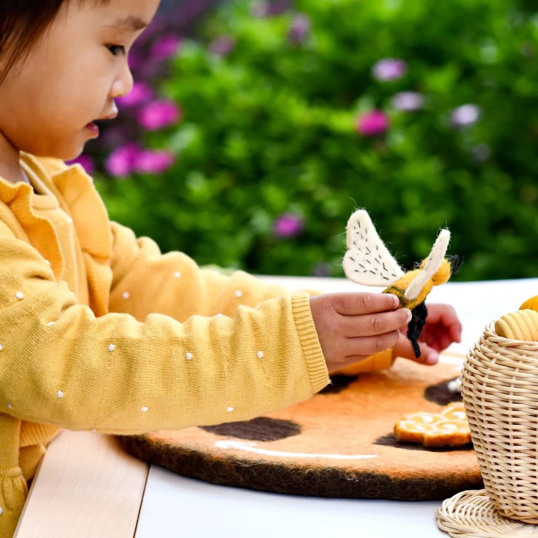 Felted Honey Bee Life Stages Set with Playmat