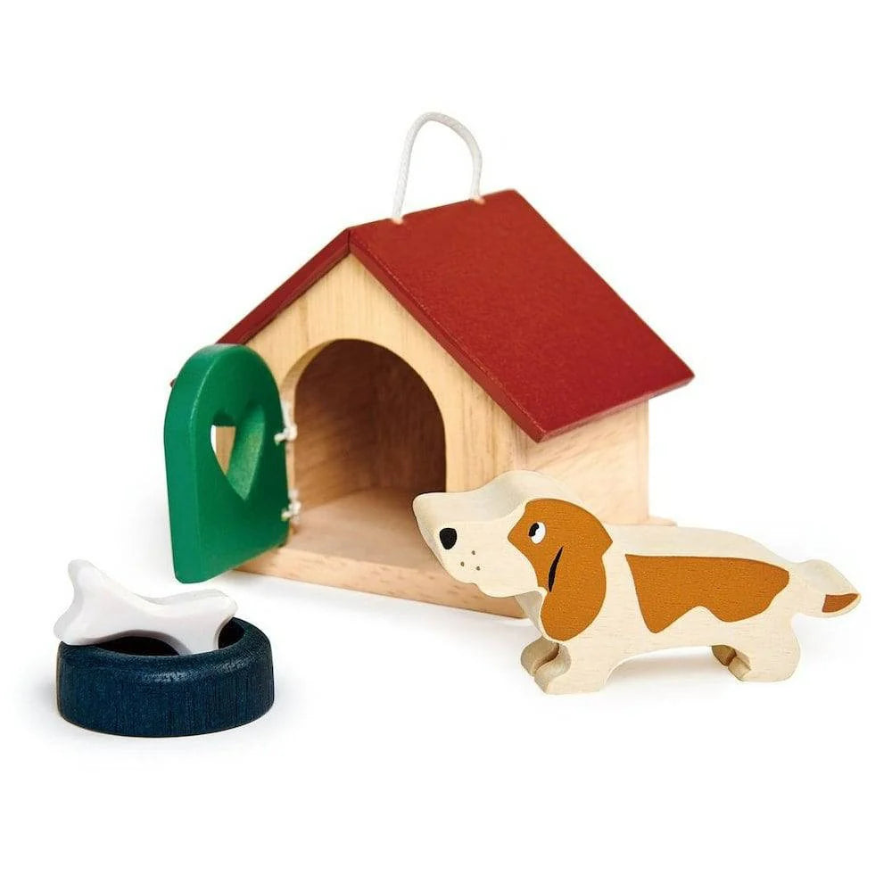 Dollhouse Wooden Pet Dog Set