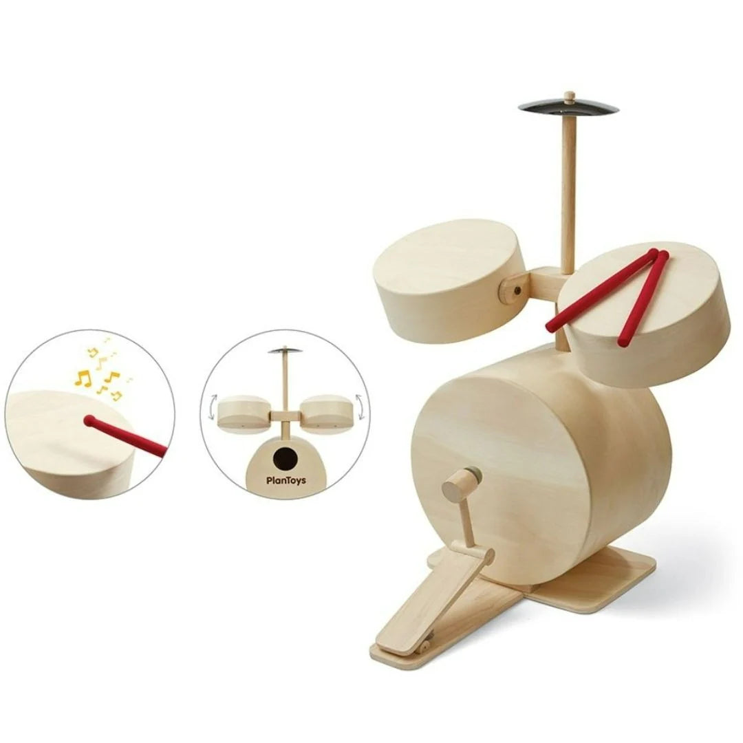 Wooden Toy Drum Set with Cymbals