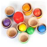 Wooden Bowls & Balls Matching Game