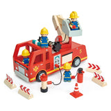 Wooden Fire Engine and Firefighter Play Set