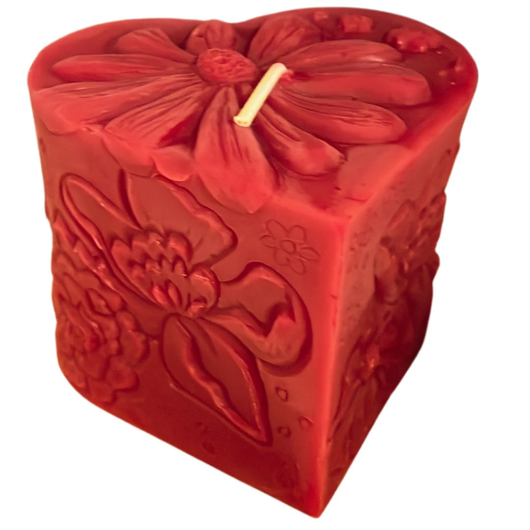 Red Beeswax Heart Candle