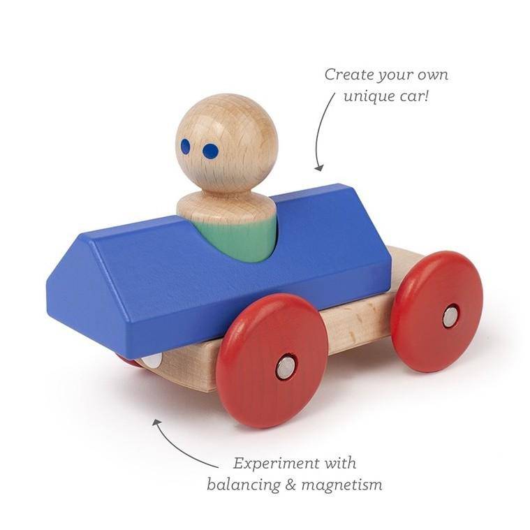 Wooden Magnetic Racer - Blue