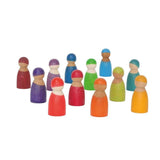 12 Rainbow Wooden Peg Dolls