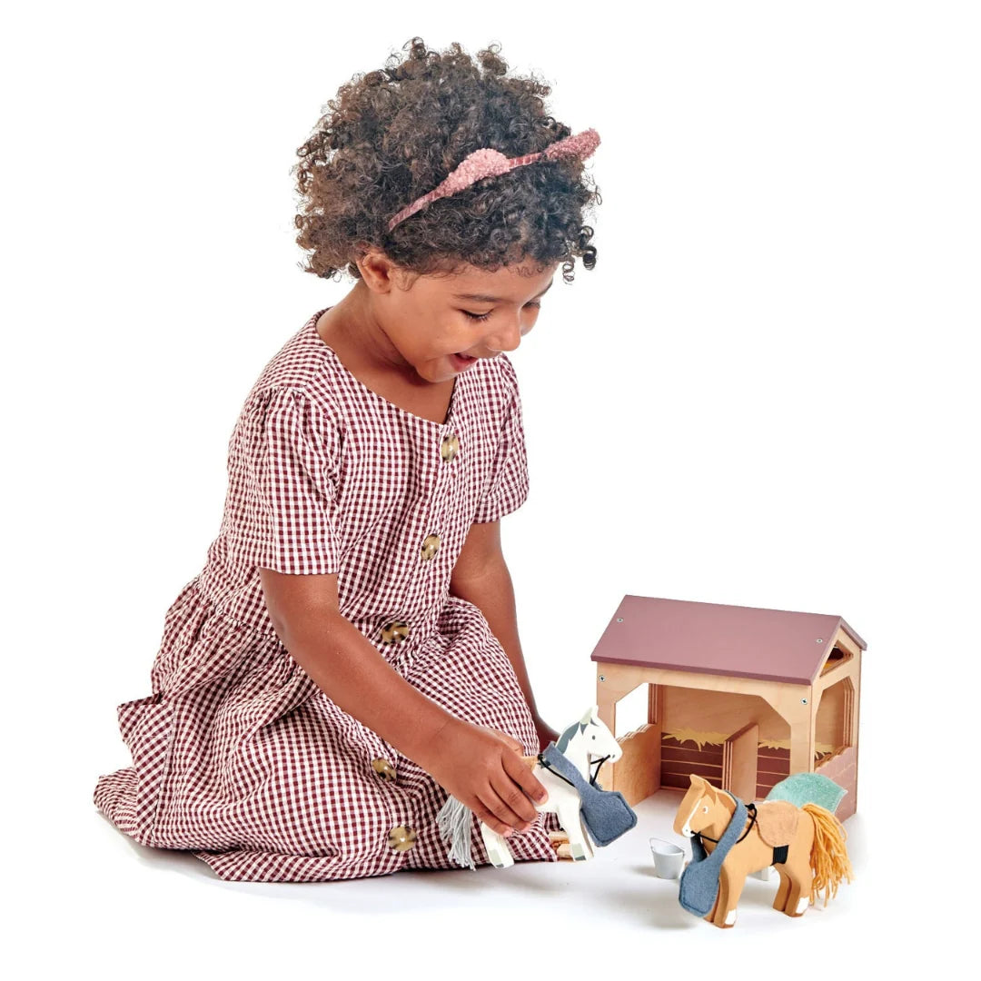 Wooden Horse Stable Play Set