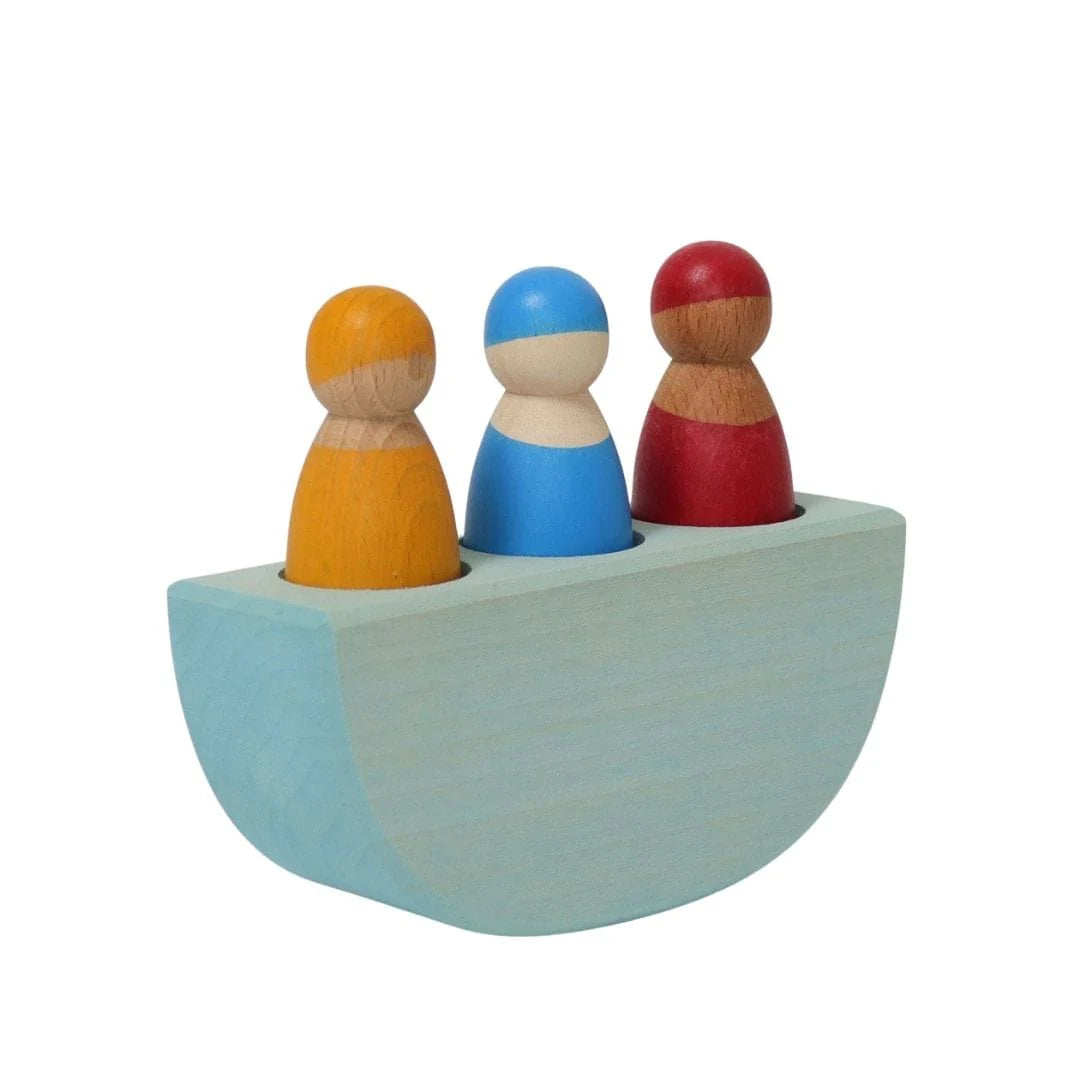 Wooden Boat With 3 Peg Friends