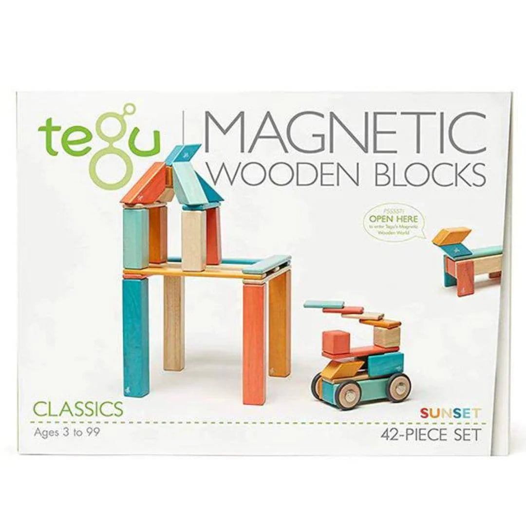 Magnetic Wooden Blocks - 42 Piece Set Sunset