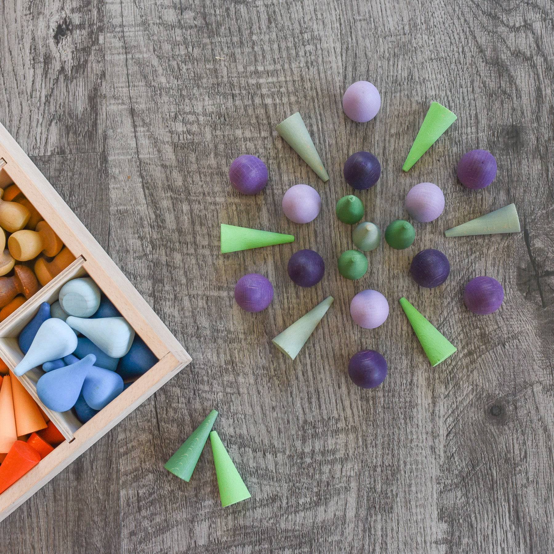 Wooden Mandala Set, Purple Eggs