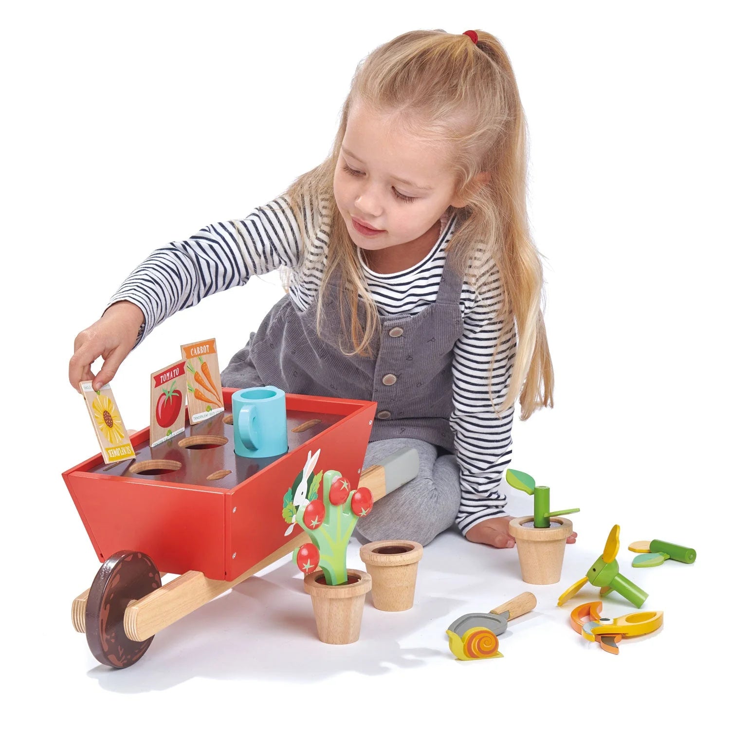 Wooden Garden Wheelbarrow Set