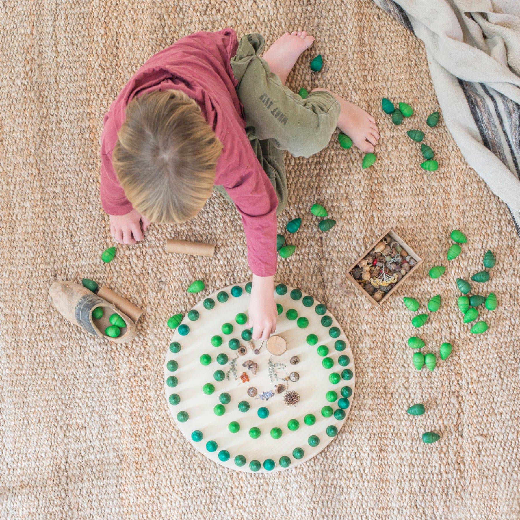 Wooden Mandala Set, Green Trees