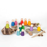 12 Rainbow Nins - Wooden Peg People