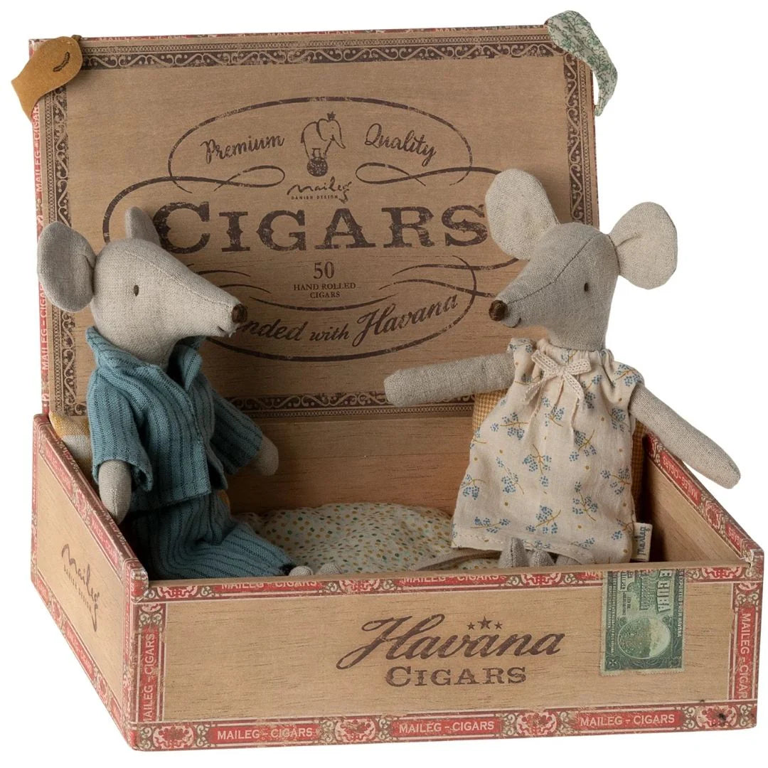 Mom and Dad Mice in a Cigarbox