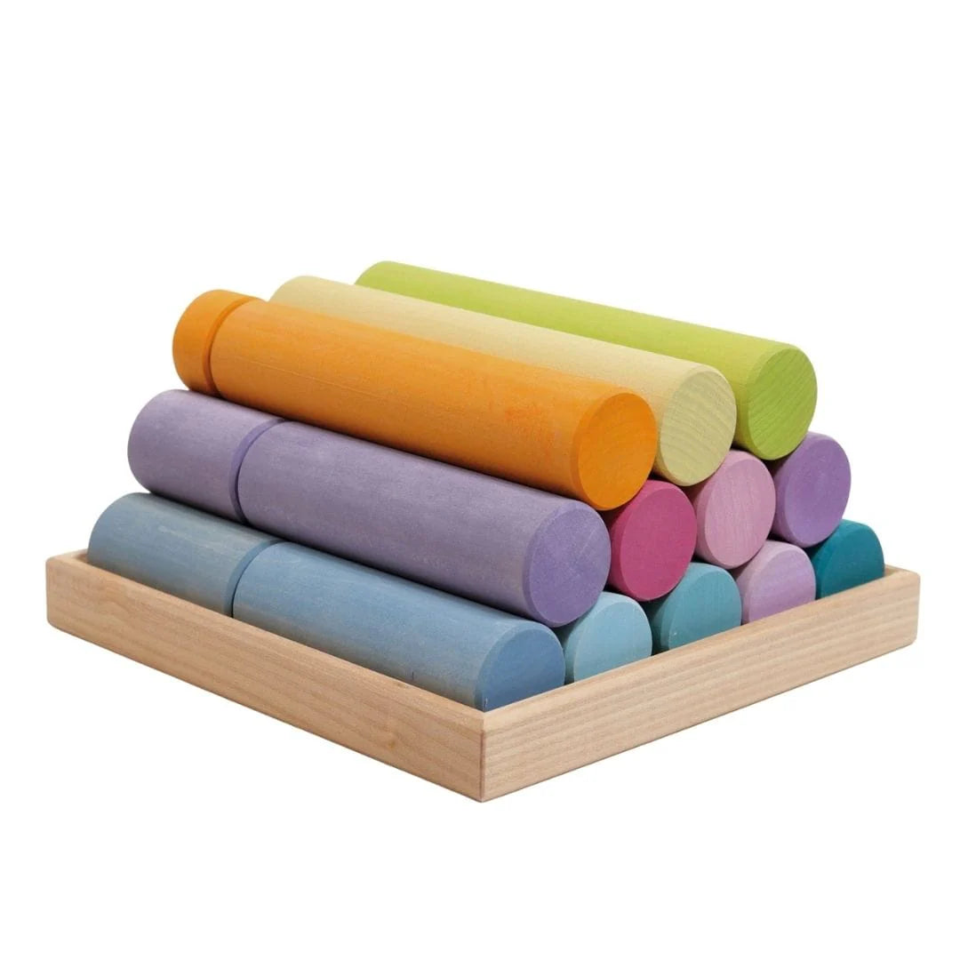 Large Wooden Building Rollers - Assorted Colors