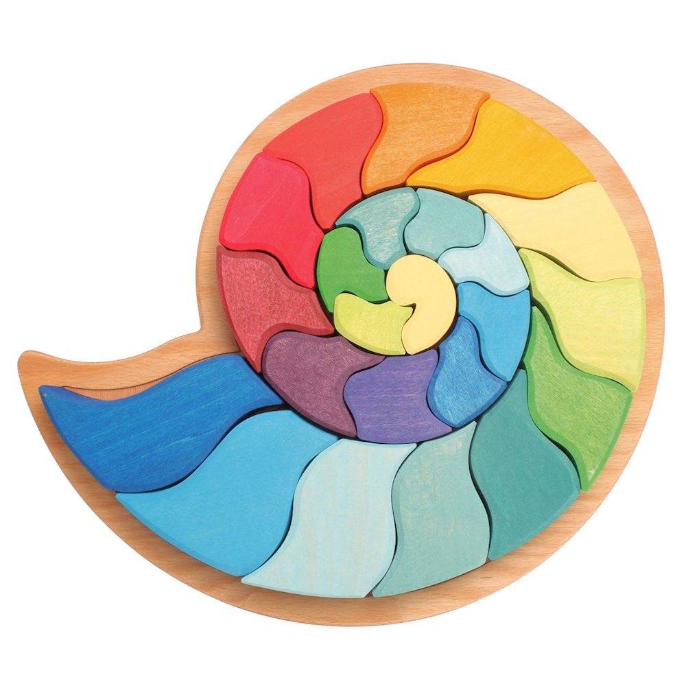 Large Ammonite Snail - Wooden Puzzle Blocks