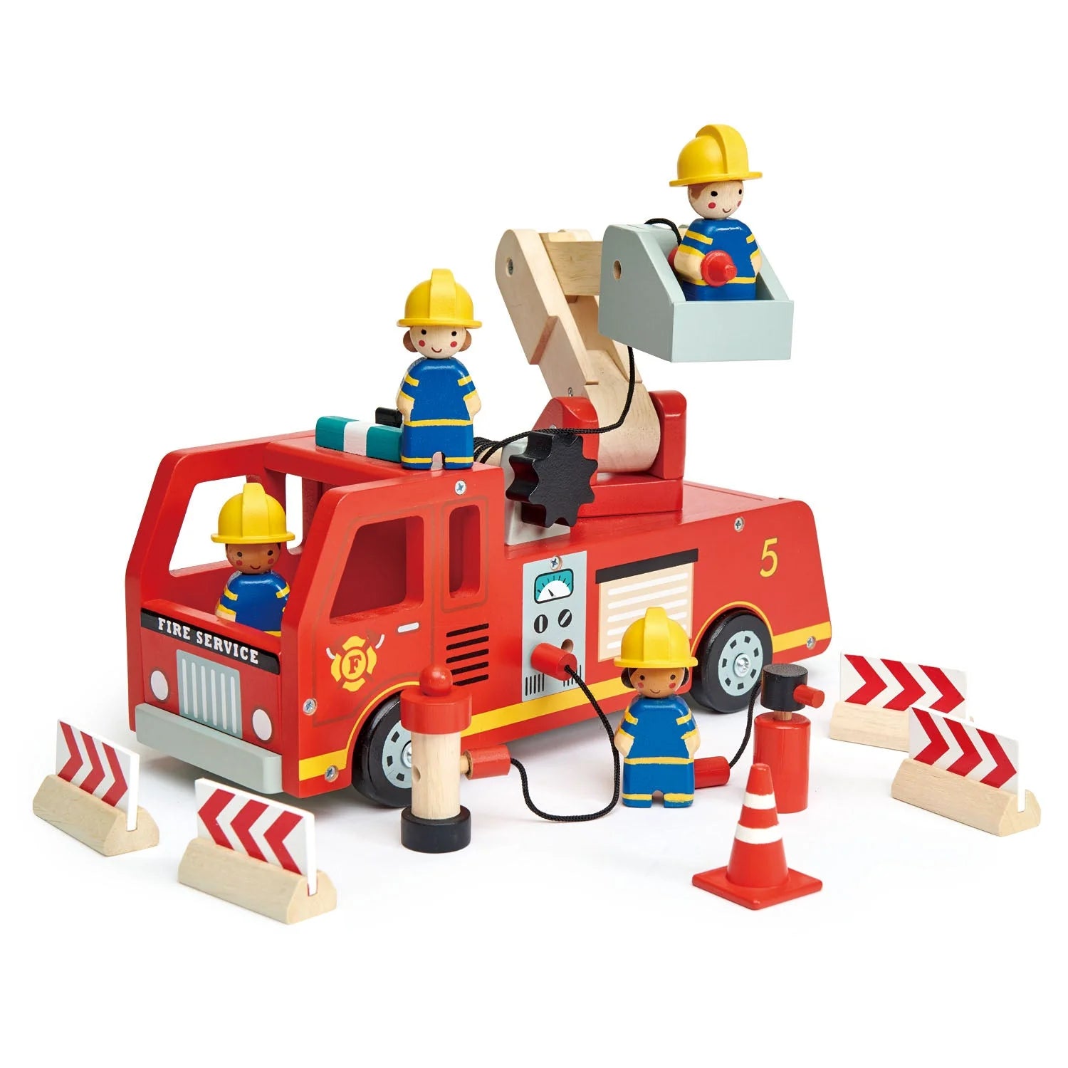 Wooden Fire Engine and Firefighter Play Set