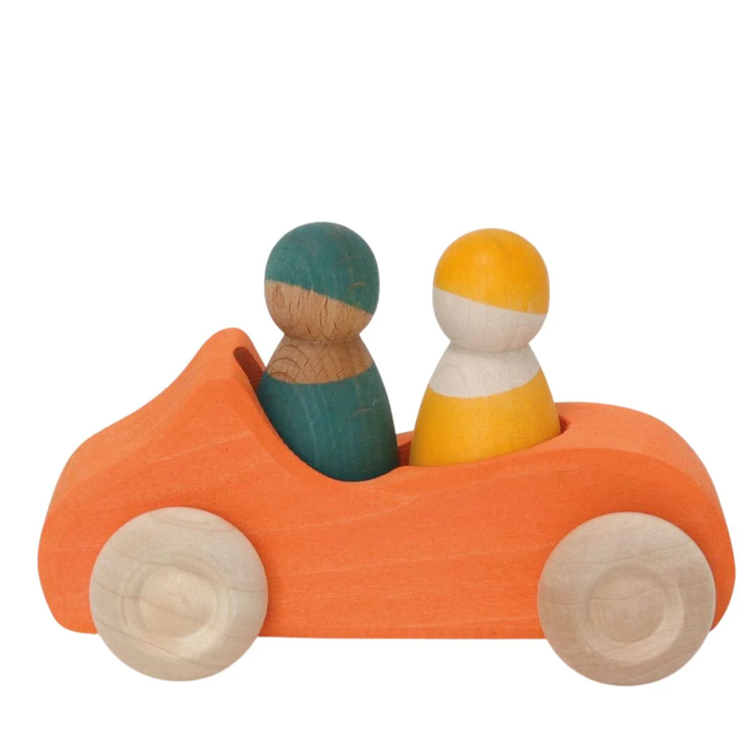 Large Wooden Convertible Car - Orange