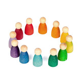 12 Rainbow Nins - Wooden Peg People