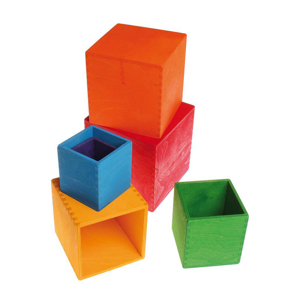 Large Rainbow Wooden Nesting Cubes