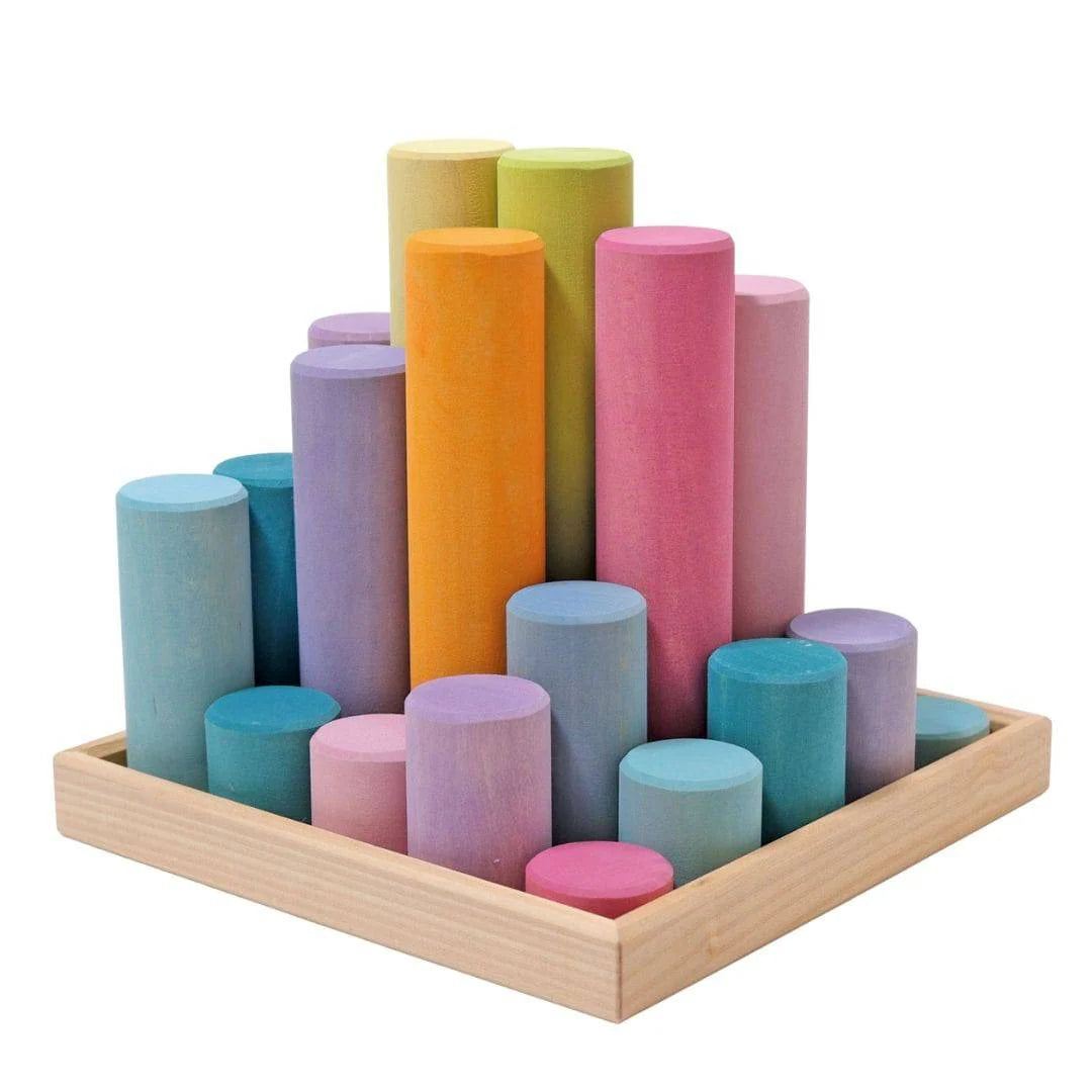 Large Wooden Building Rollers - Assorted Colors