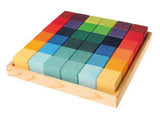 Rainbow Wooden Cubes - 36 Blocks with Tray