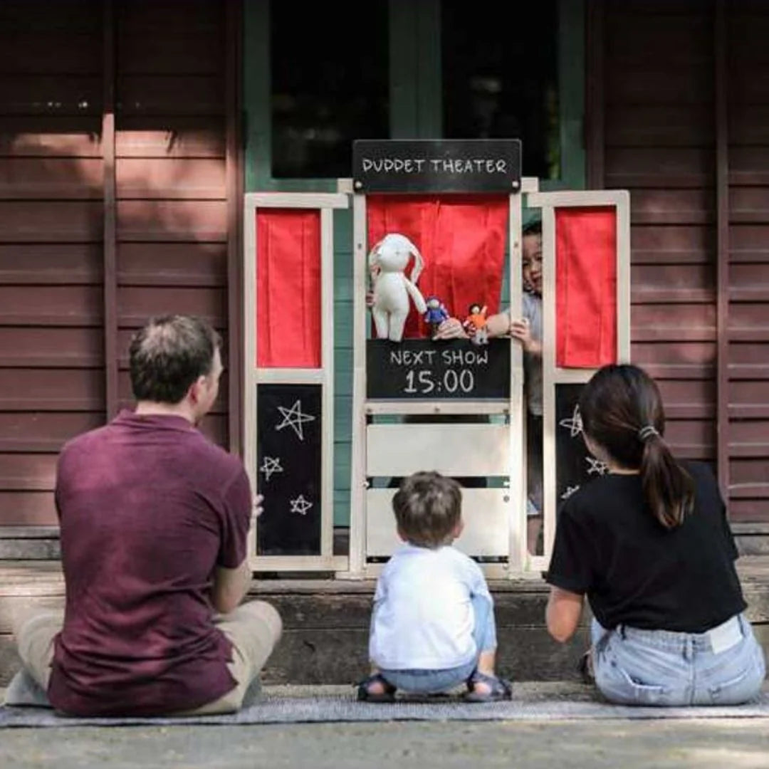 Wooden Puppet Theater & Play Market Stand