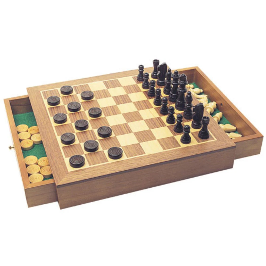 Wooden Chess and Checkers Set