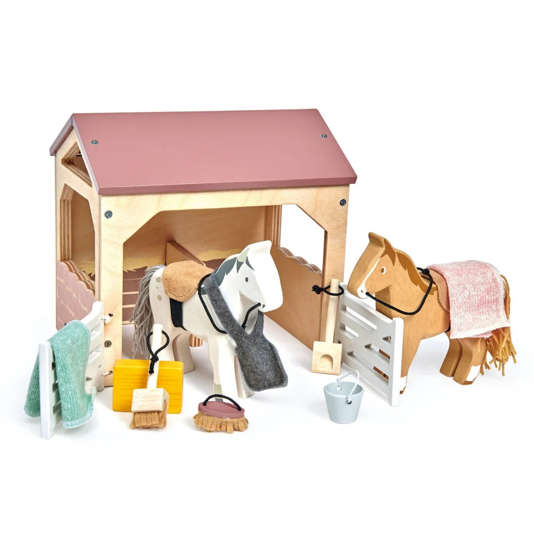 Wooden Horse Stable Play Set