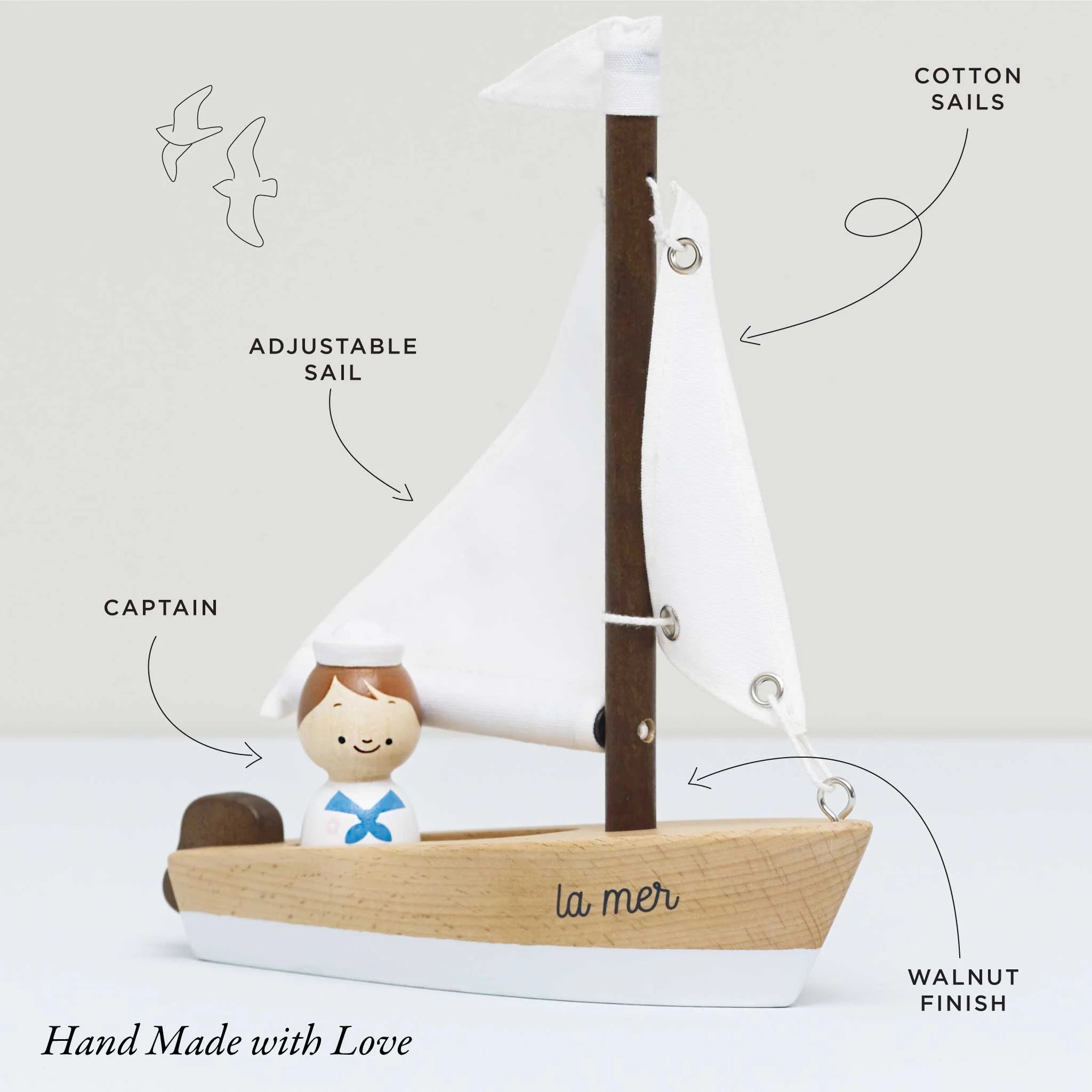 Wooden Sailing Boat & Captain