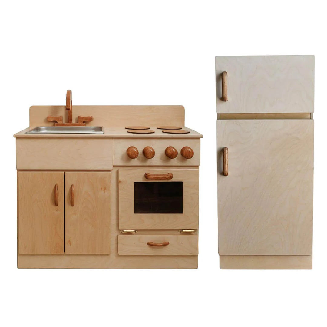 Classic Wooden Kitchen and Refrigerator Bundle