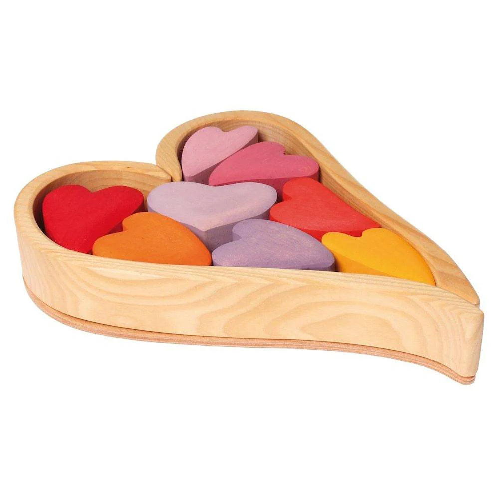 Wooden Heart Blocks - Red