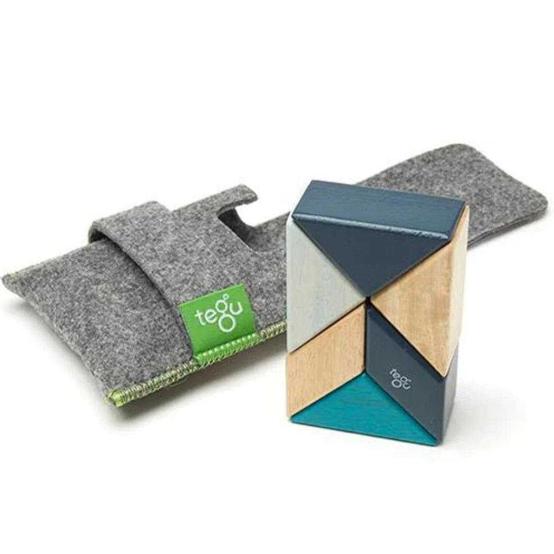 Pocket Pouch Prism Wooden Magnetic Blocks - Blues