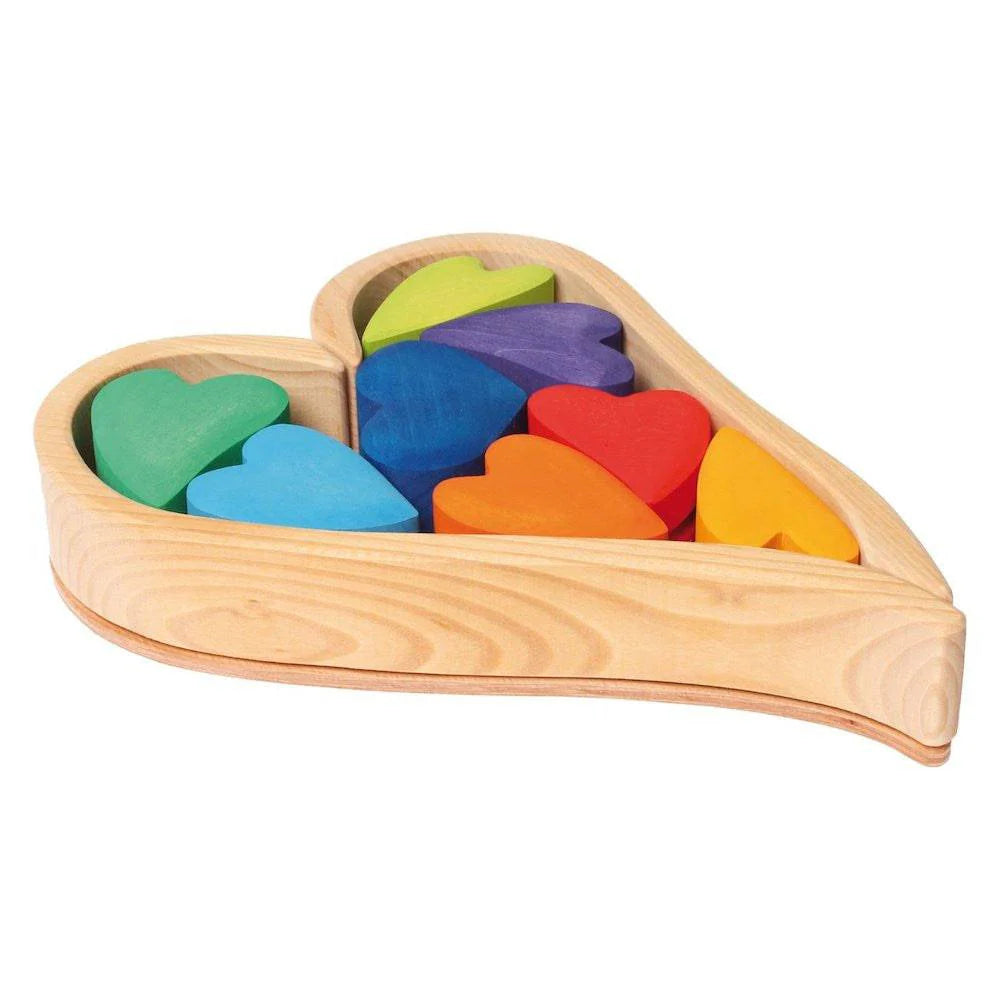 Wooden Heart Blocks - Rainbow