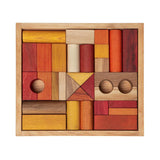 Warm Colored Wooden Block Set with Storage Tray - 30 Pieces