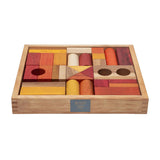 Warm Colored Wooden Block Set with Storage Tray - 30 Pieces